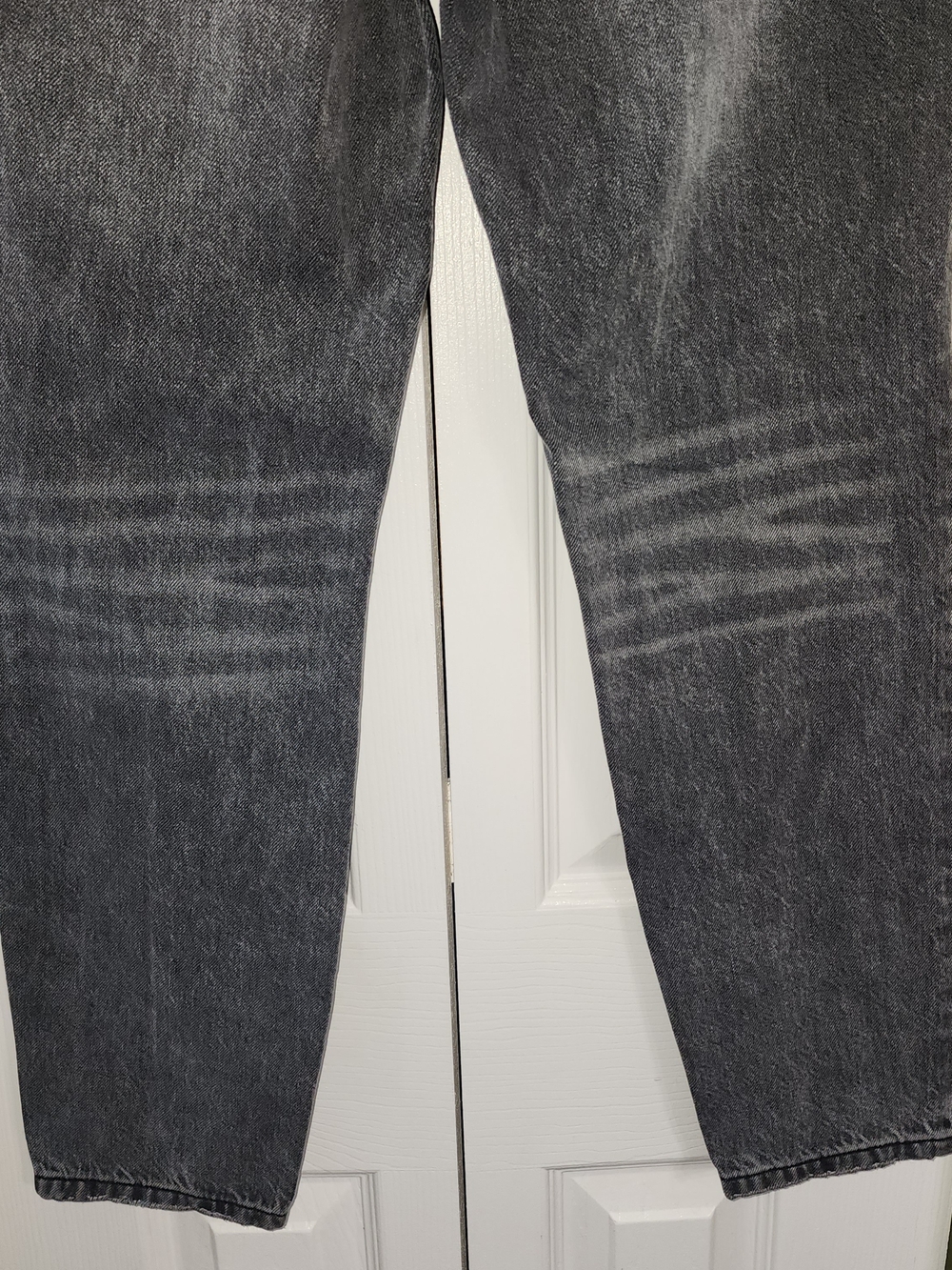 Faded Black Straight-Leg Jeans Distressed Streetwear - Picture 2 of 12